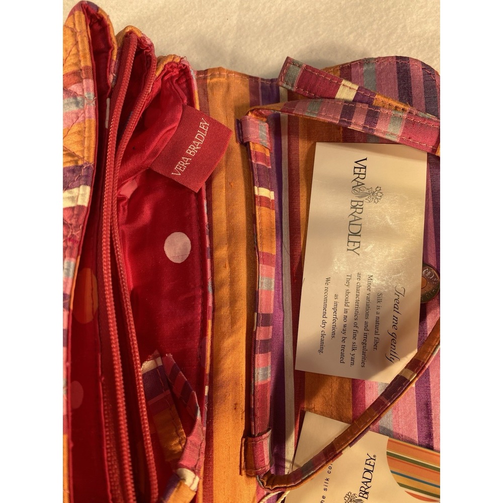 Vera Bradley Silk Collection Shoulder Bag NWT Quilted Stripe Multi Clutch Purse - Picture 6 of 9